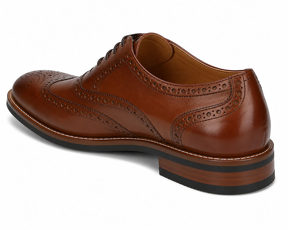 Thumbnail: Towrco Men's Brown Leather Brogue Oxford Shoes Top View