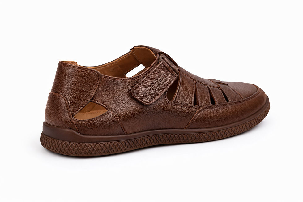 Thumbnail: Men Black Leather Sandals