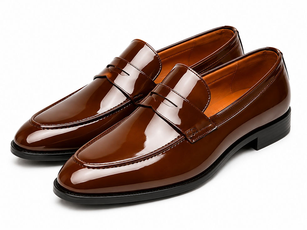 Men's glossy leather formal loafers by Towrco for office and business wear