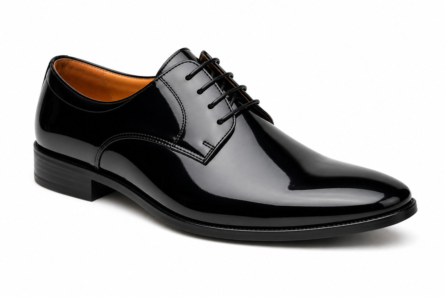 Men's black glossy patent leather Derby shoes by Towrco