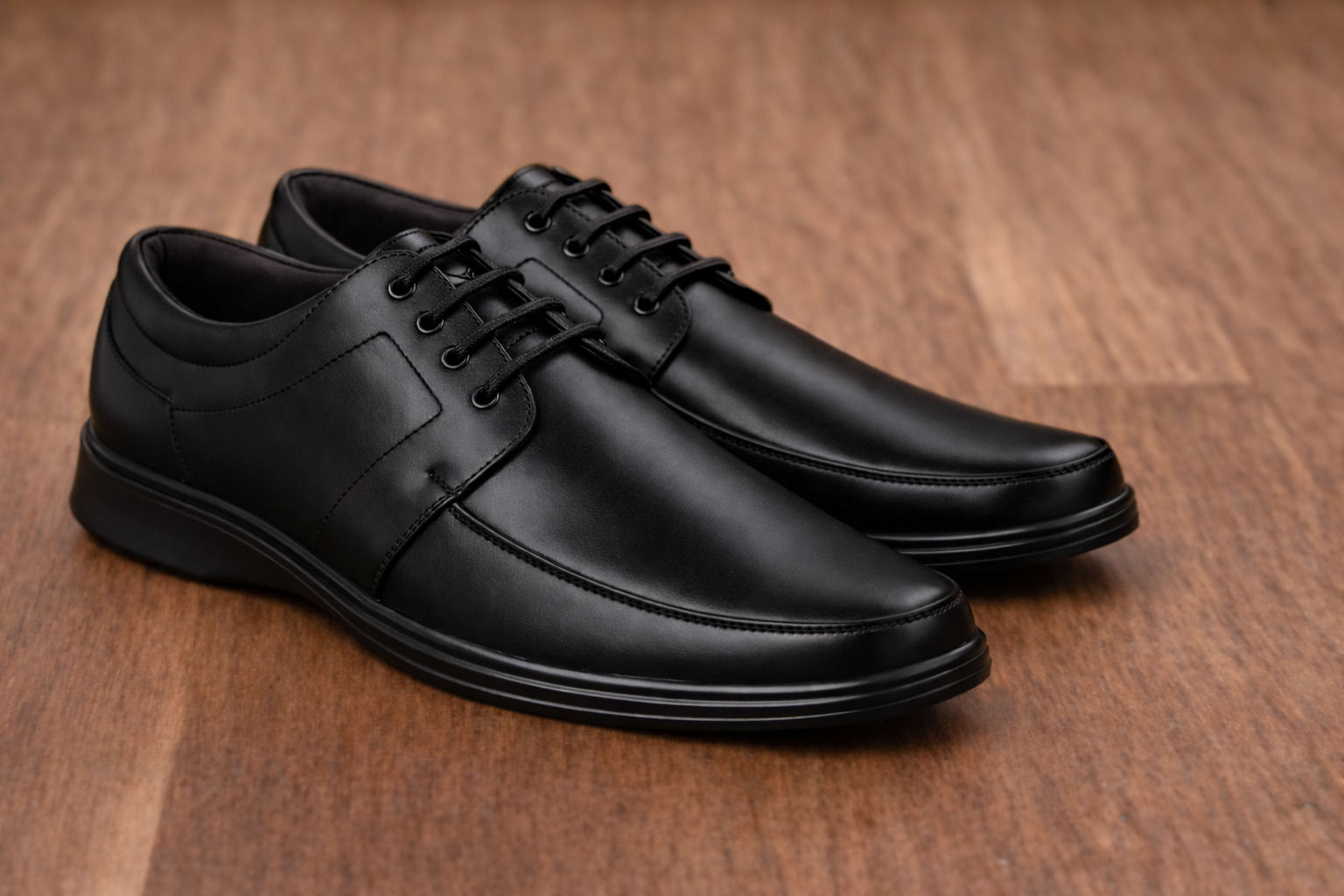 Towrco Men's Premium Black Leather Derby Lace-Up Shoes