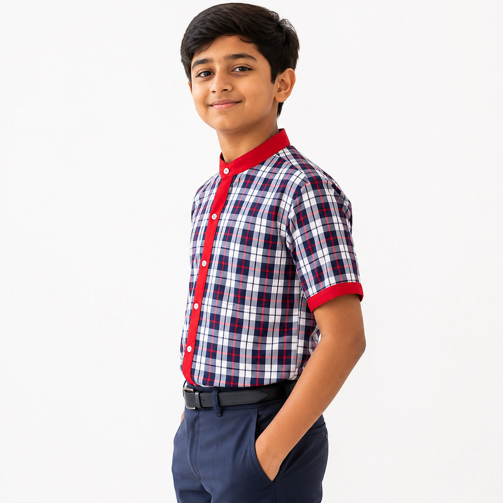 TOWRCO Boys Check Pattern Half Sleeve School Shirt