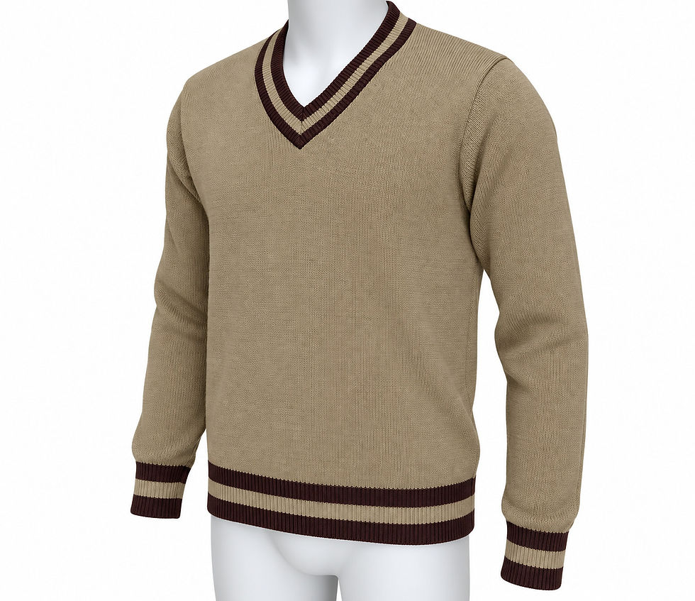 TOWRCO Boys Beige Full Sleeve School Sweater | V-Neck Winter Uniform Sweater