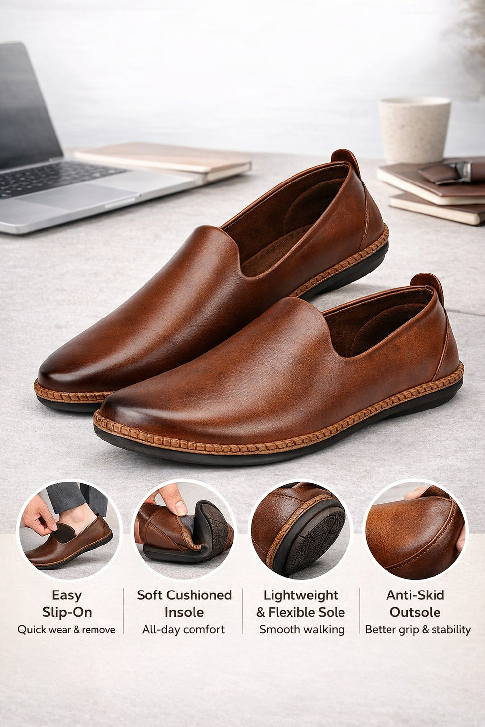 Thumbnail: Towrco Slip-On Office Loafers for Professional Wear