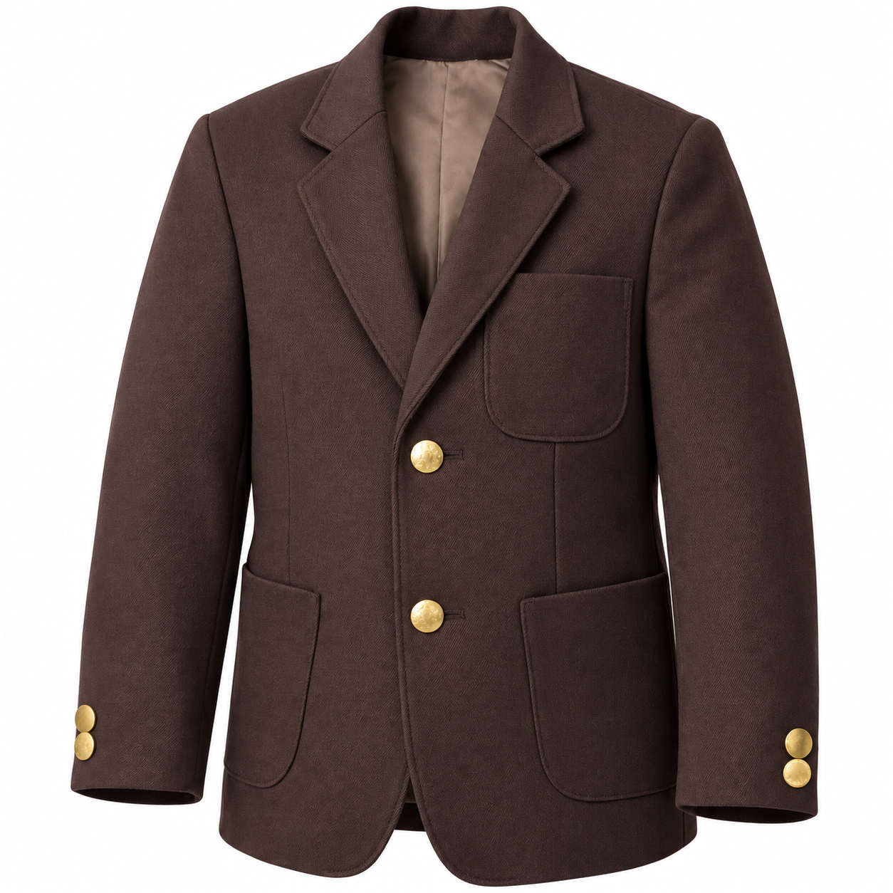 TOWRCO Boys Brown School Coat | School Uniform Blazer with Gold Buttons