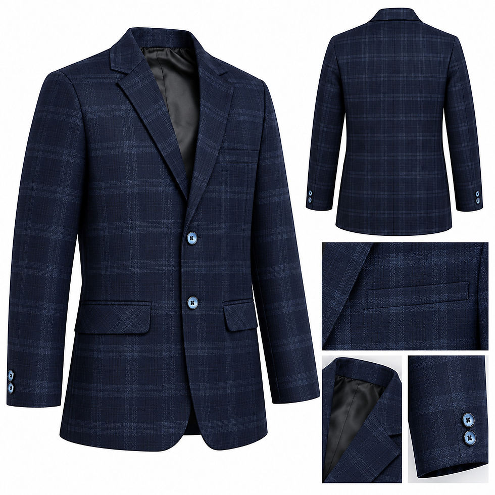 TOWRCO Boys Navy Blue Checked School Coat Blazer for Ryan International School
