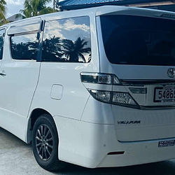 image of Toyota Vellfire van 8 seater car rental in Nofoalii Apia Samoa at Le Vai rentals. automatic transmission