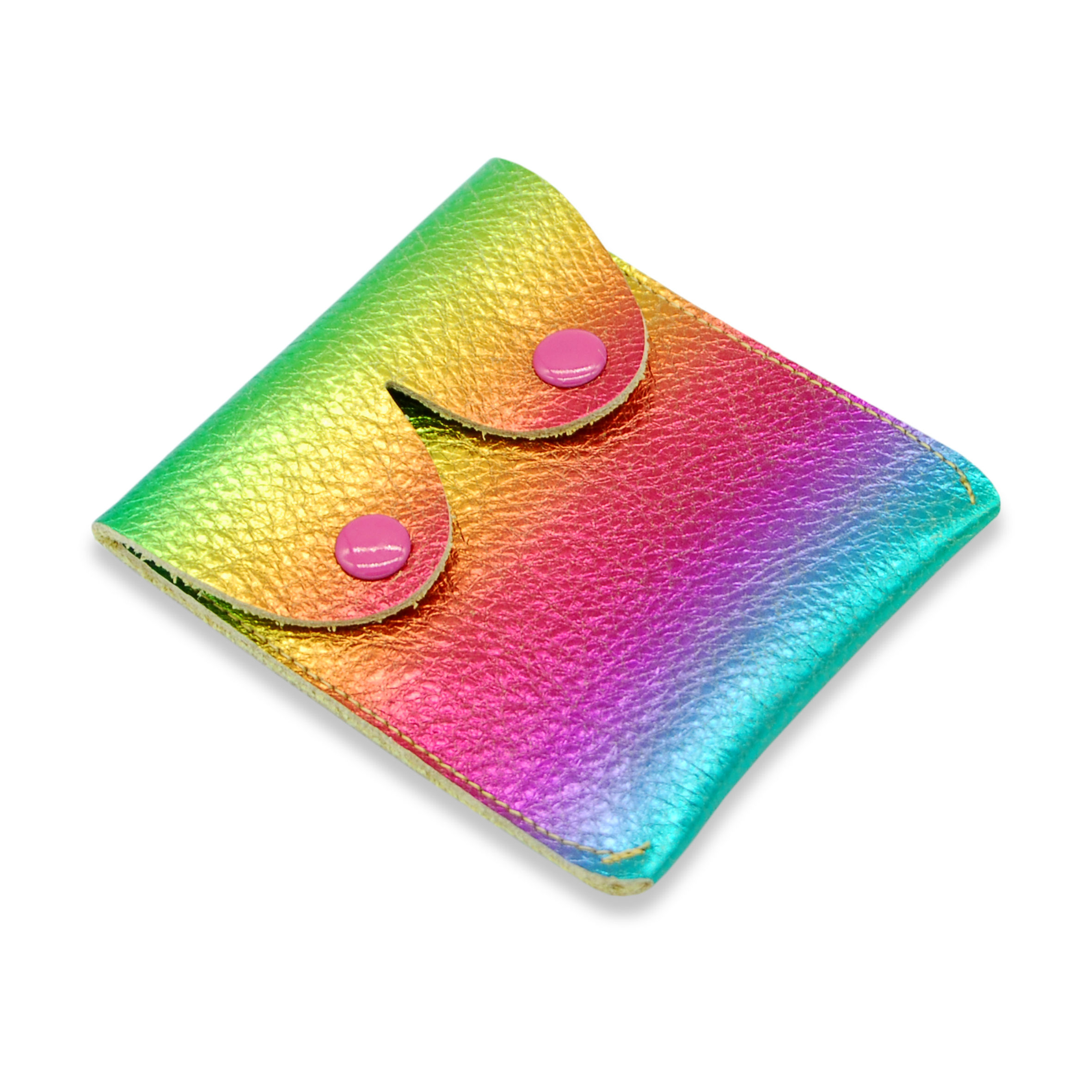 Metallic rainbow boob purse: Leather Boob Purse