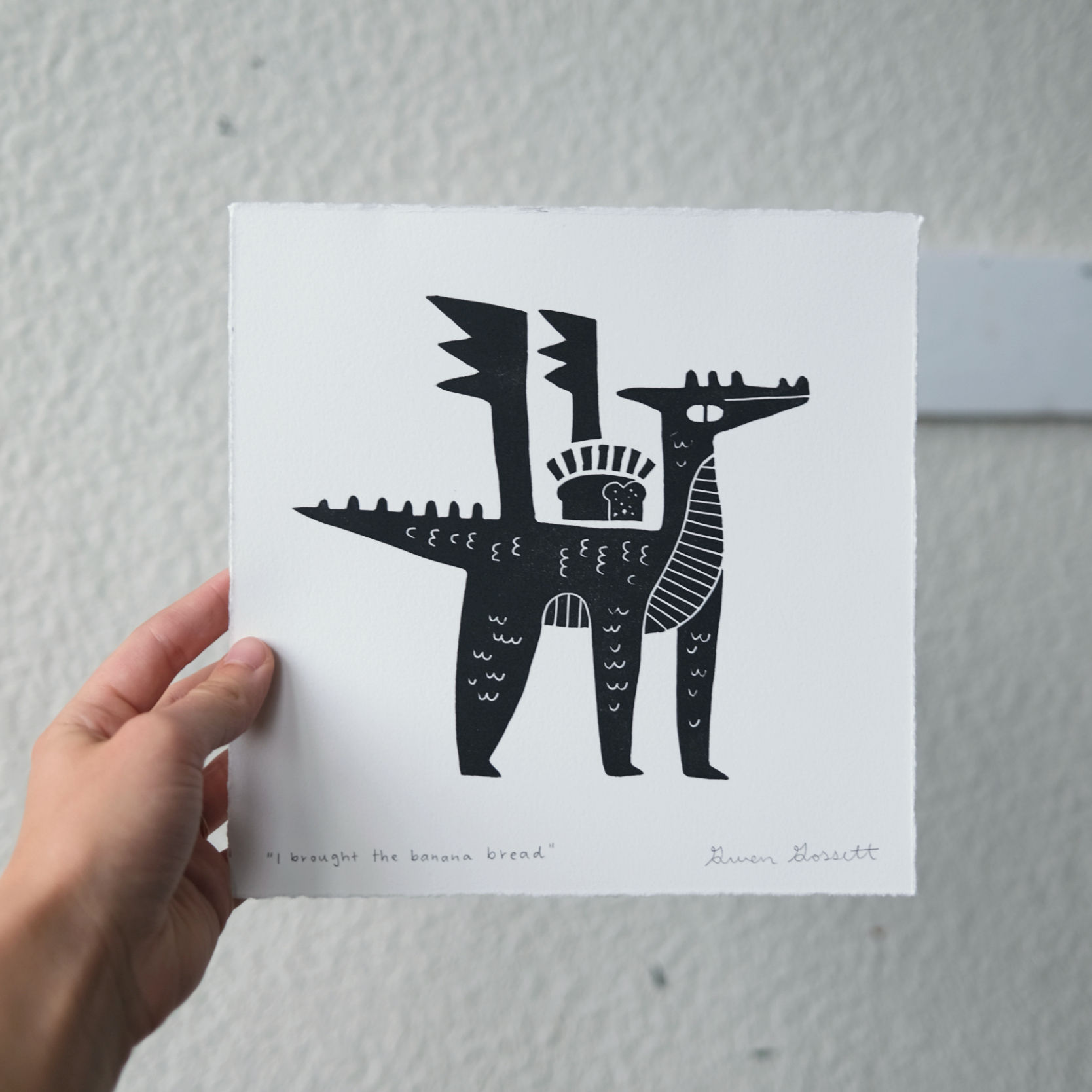 I brought the banana bread | Linocut Print