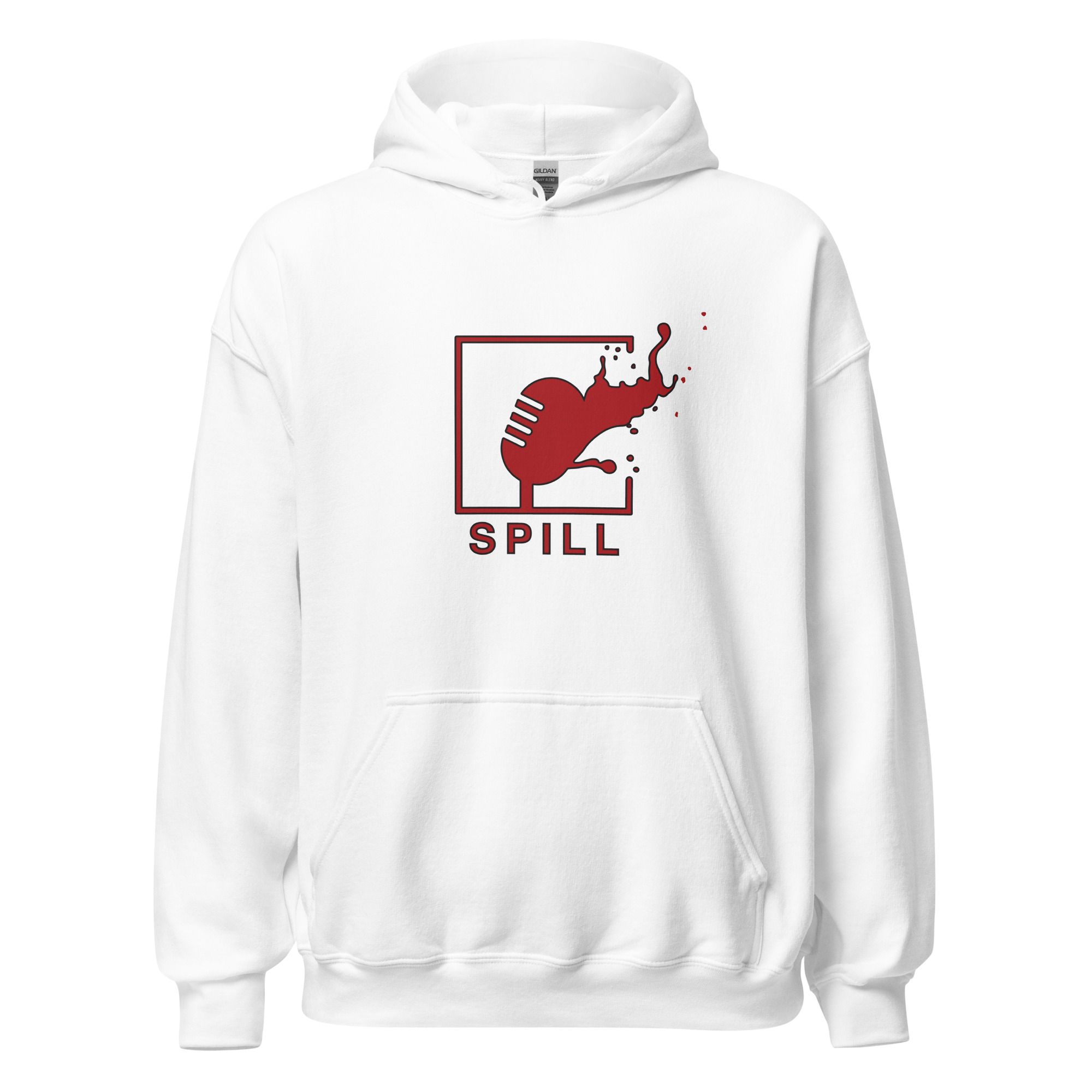 SPILL Hoodie (Red on White)