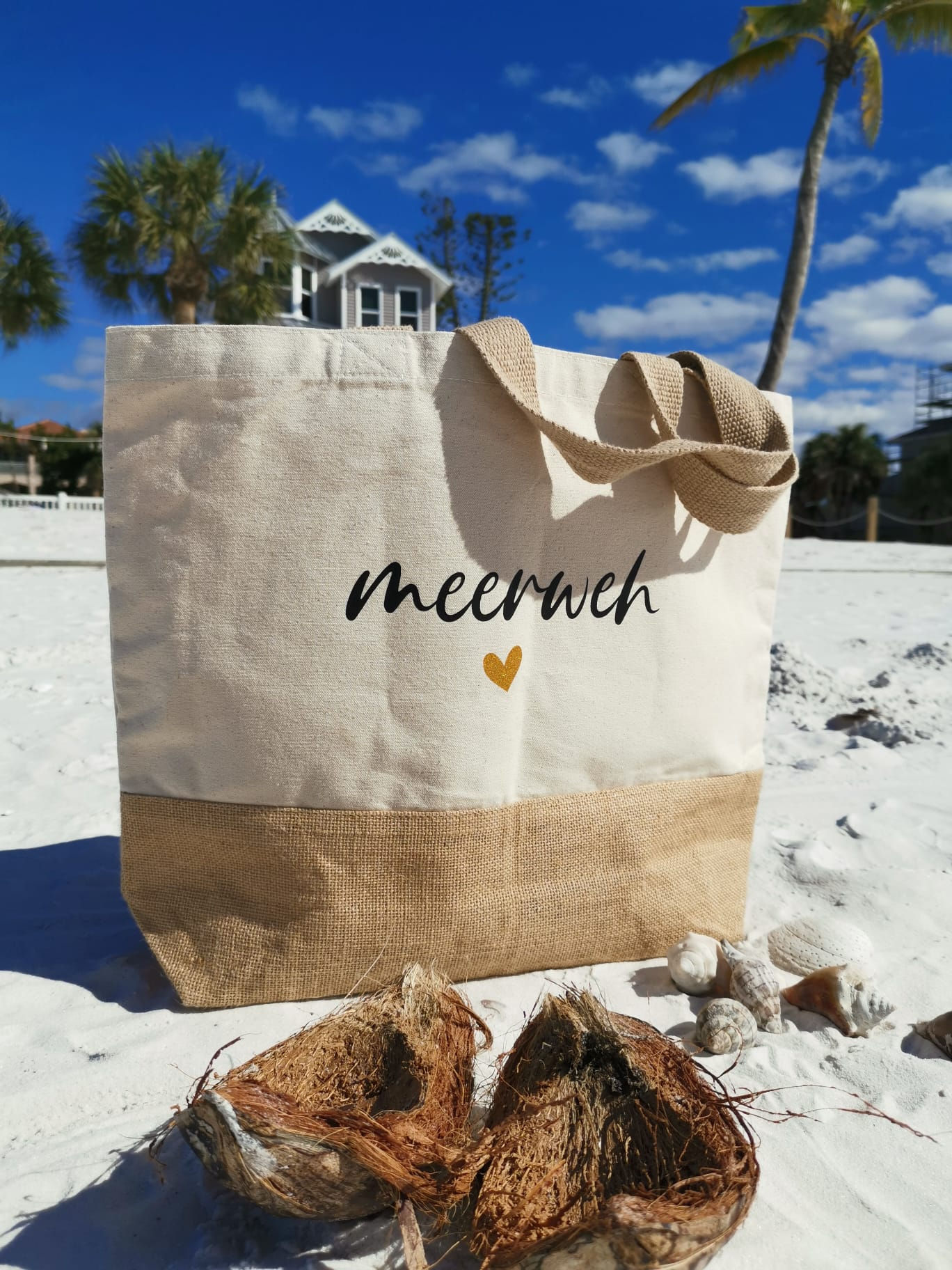 personalisierte Strandtasche mit Wunschtext individuell
