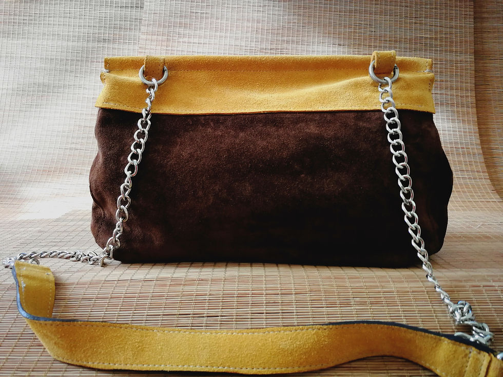 Miniatura: Bolso Campo mostaza en piel-ante ,hecho a mano.