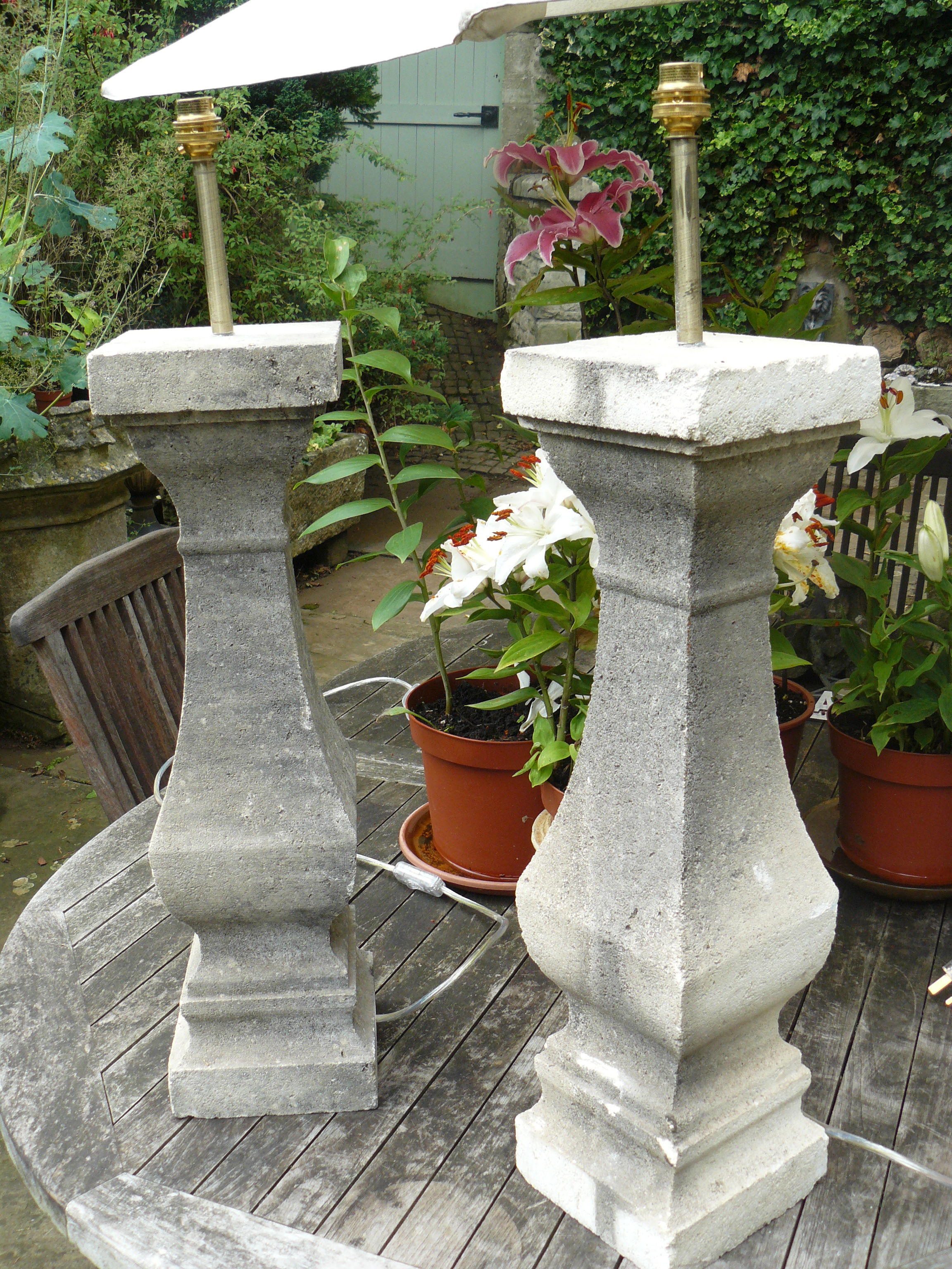 Pair of Stone Lamp Stands