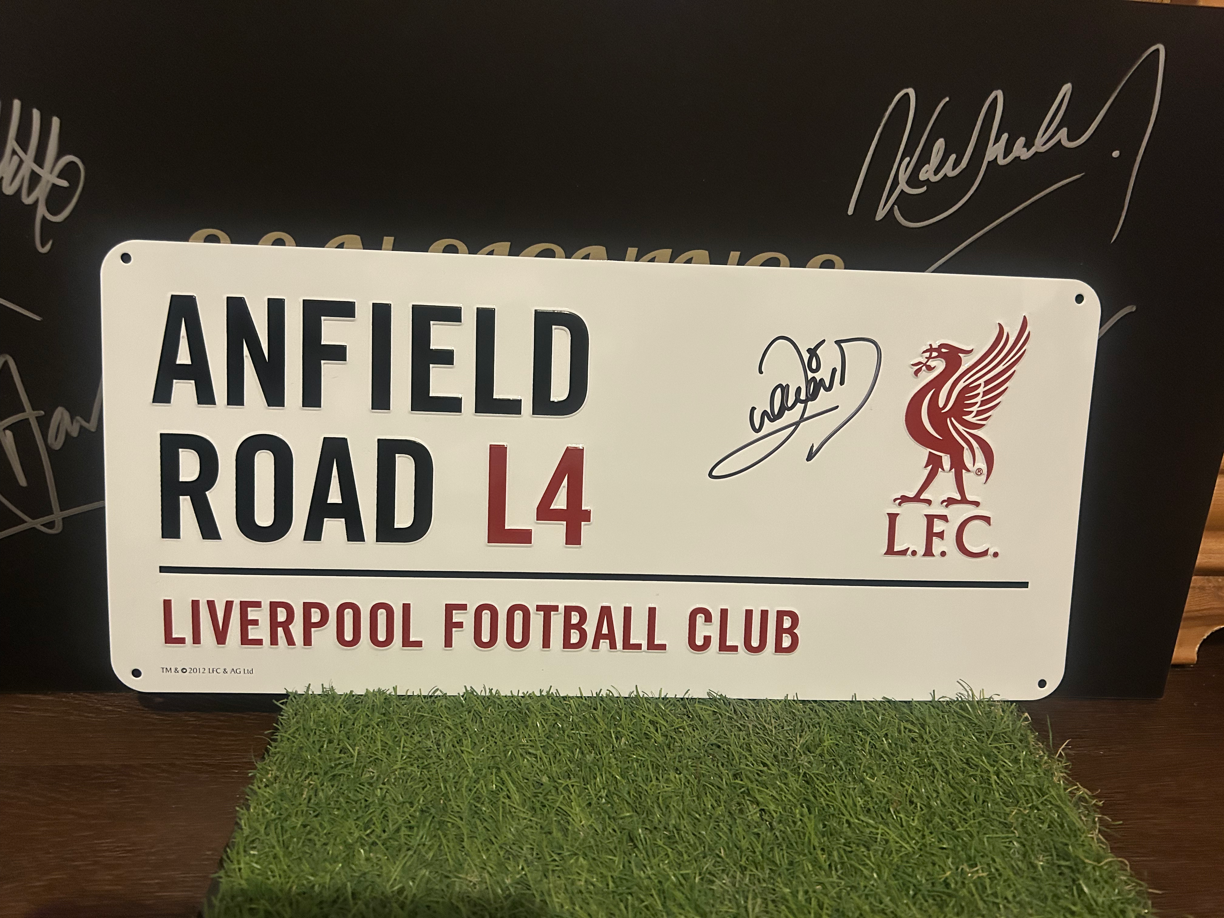 John Aldridge signed Liverpool Anfield Road sign