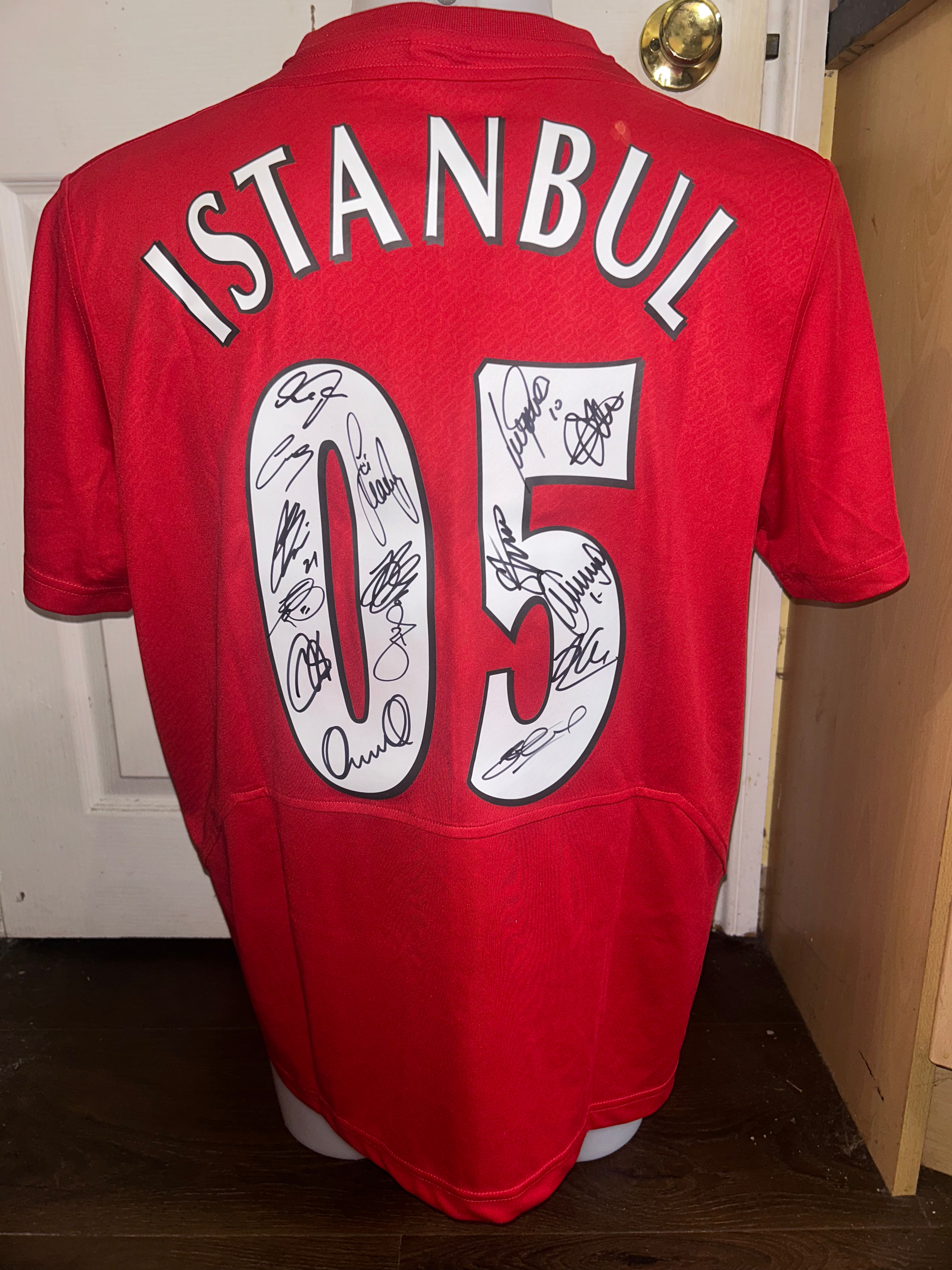 Liverpool 2005 champions league final shirt signed by 15