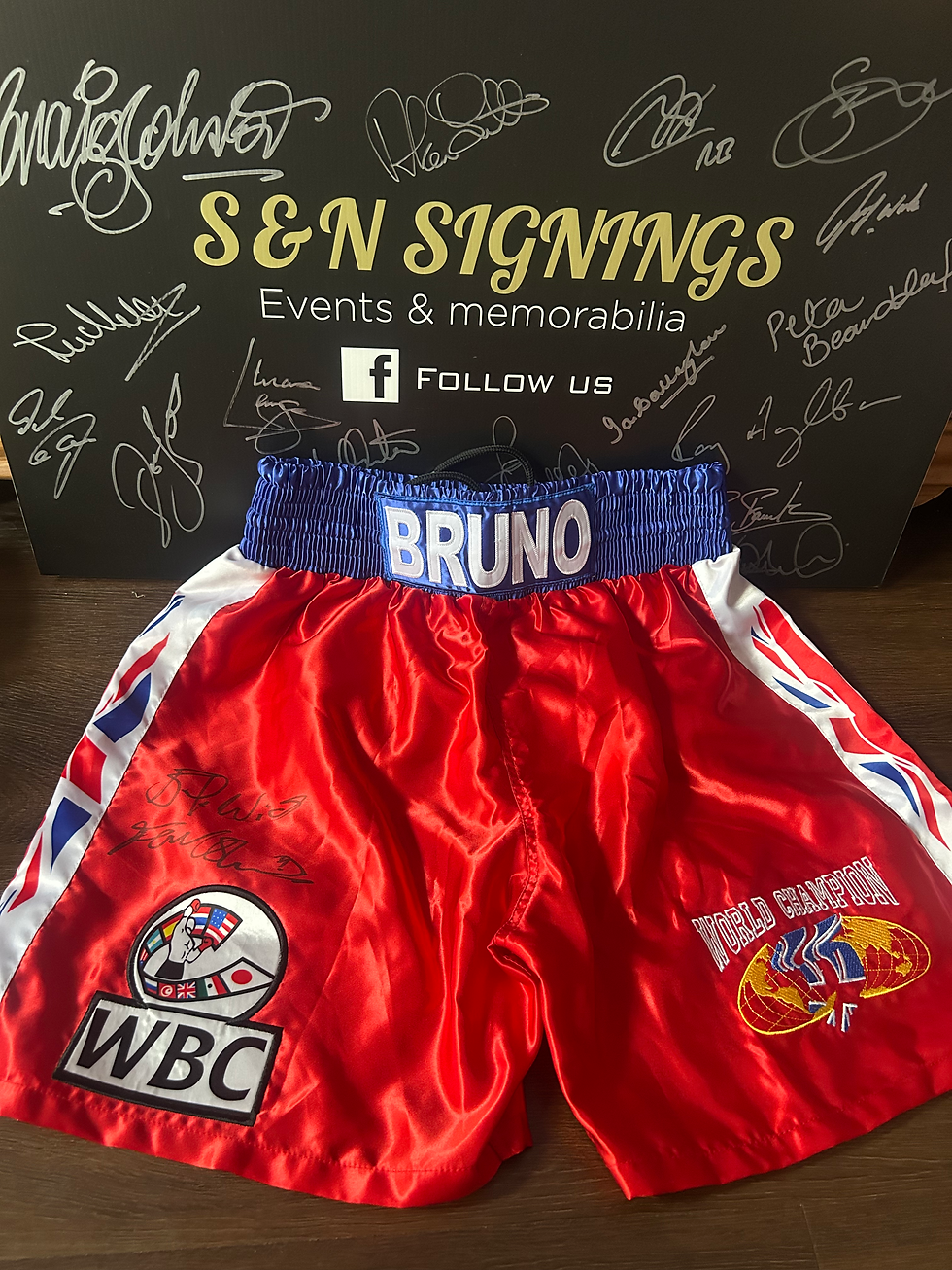 Frank Bruno signed custom boxing shorts