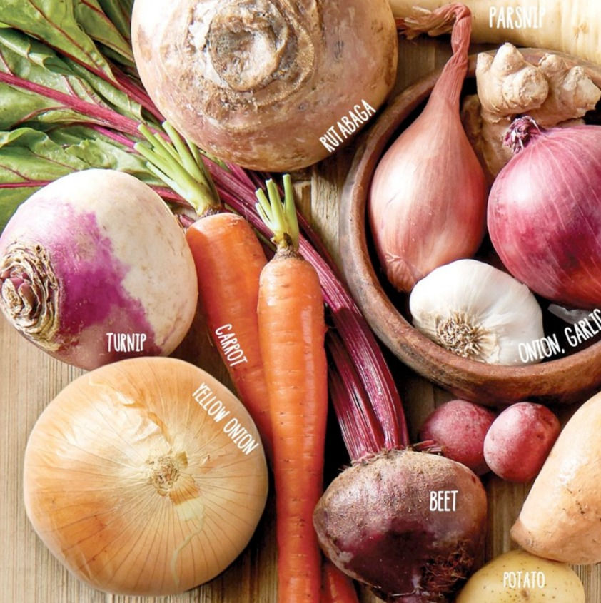 Photo of different types of root vegetables