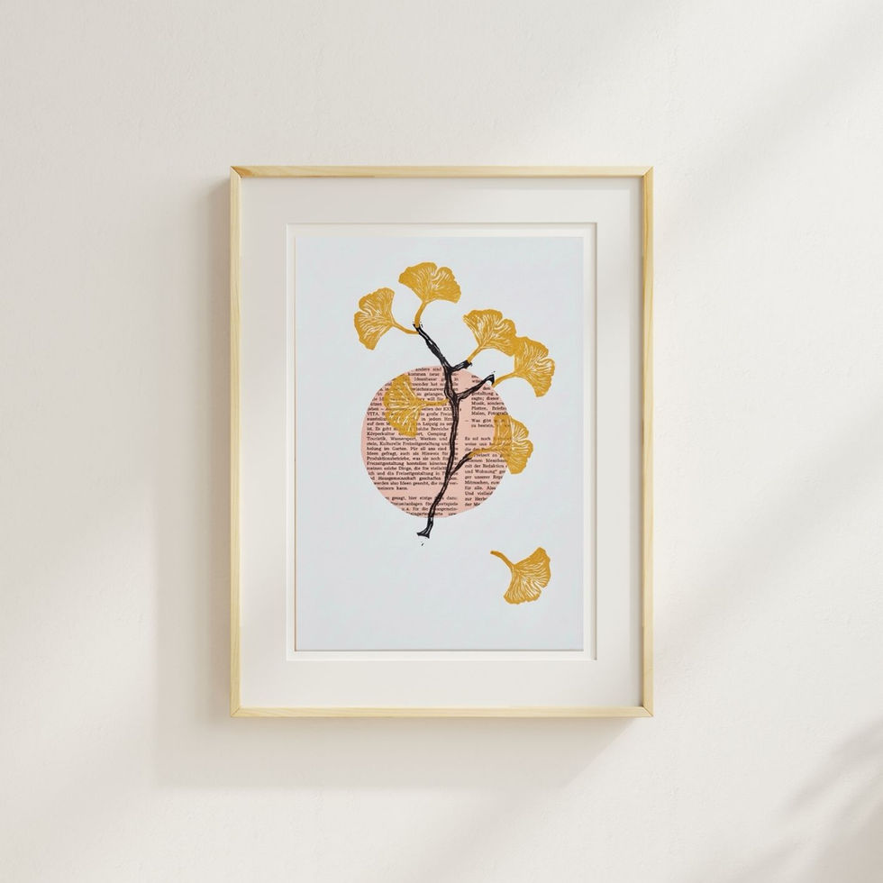 Ginko Flower LinoPrint : Jessica Farrell : Shredfunk : Art