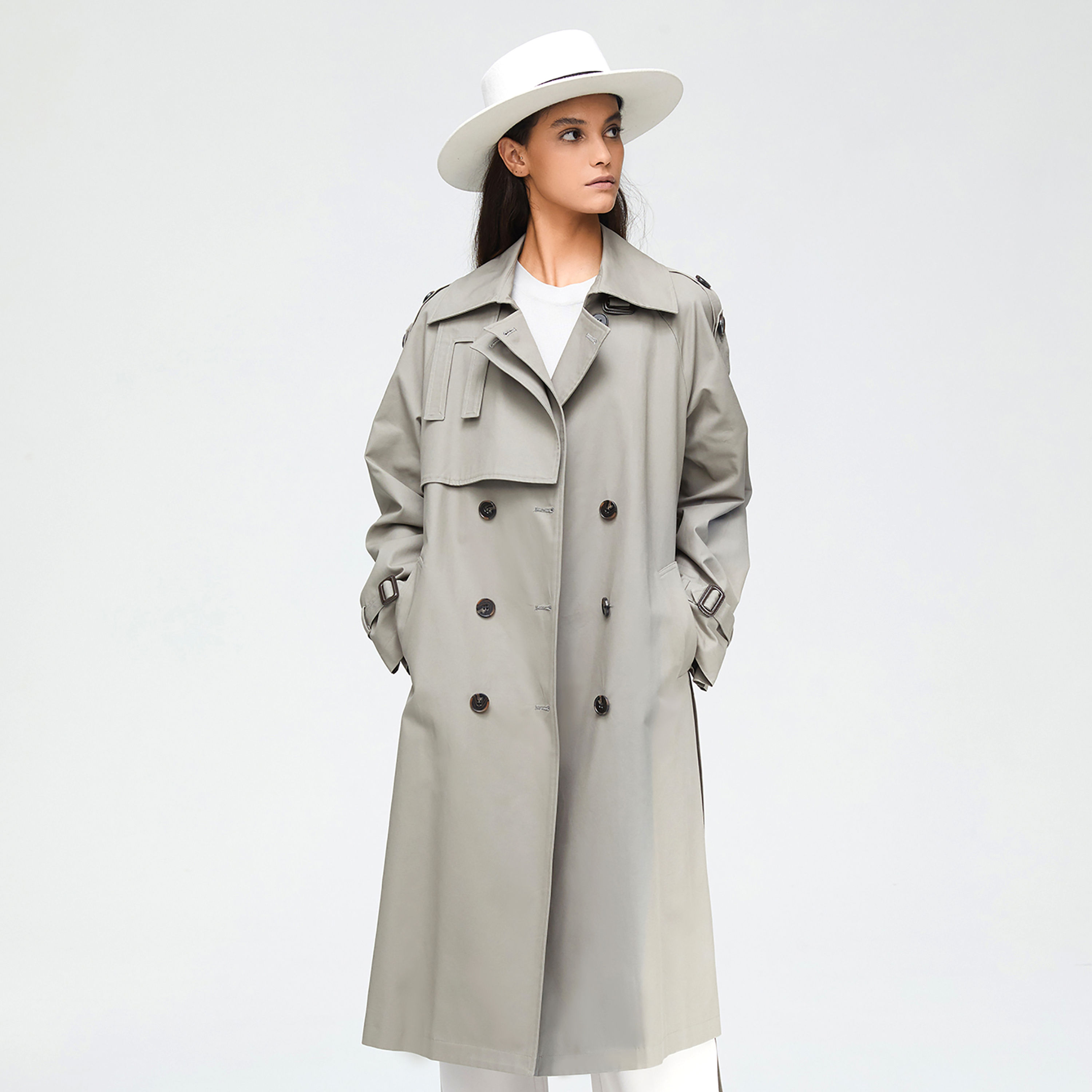 Women's Long Trench Coat Over Knee Fall Winter Casual Street Jacket