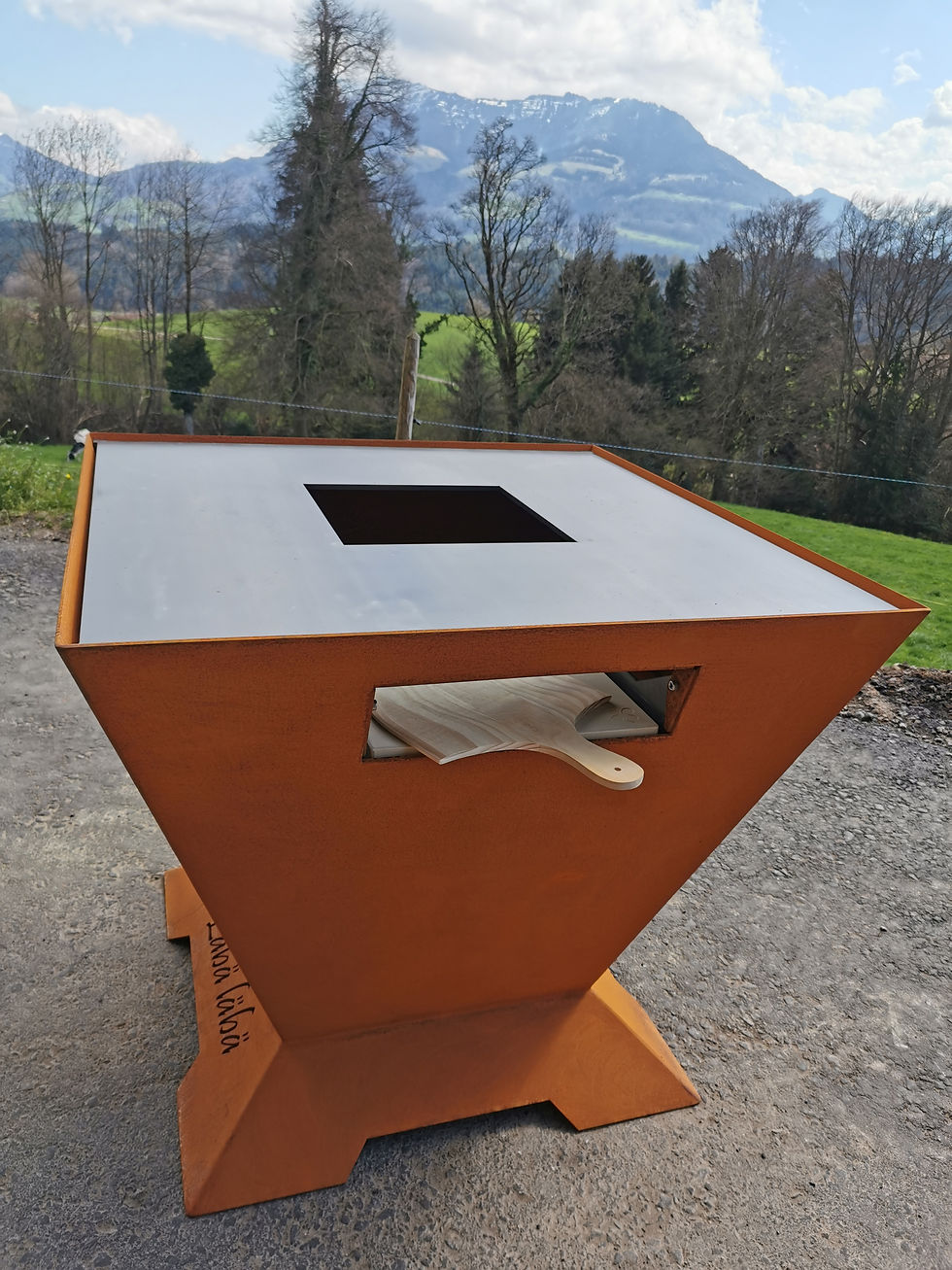 Miniaturbild: Grill, nach Kundenwunsch, personalisierbarer Grill, Rostoptik, Grill mit Bild, Pizzaeinschub, Grill mit Extras, individuell