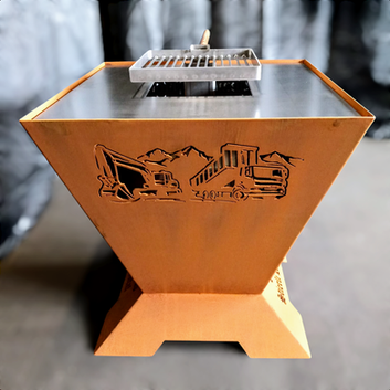 Grill individuelles Bild mit LKW und Bagger inkl. Pizzaeinschub und Extras nach Wunsch 