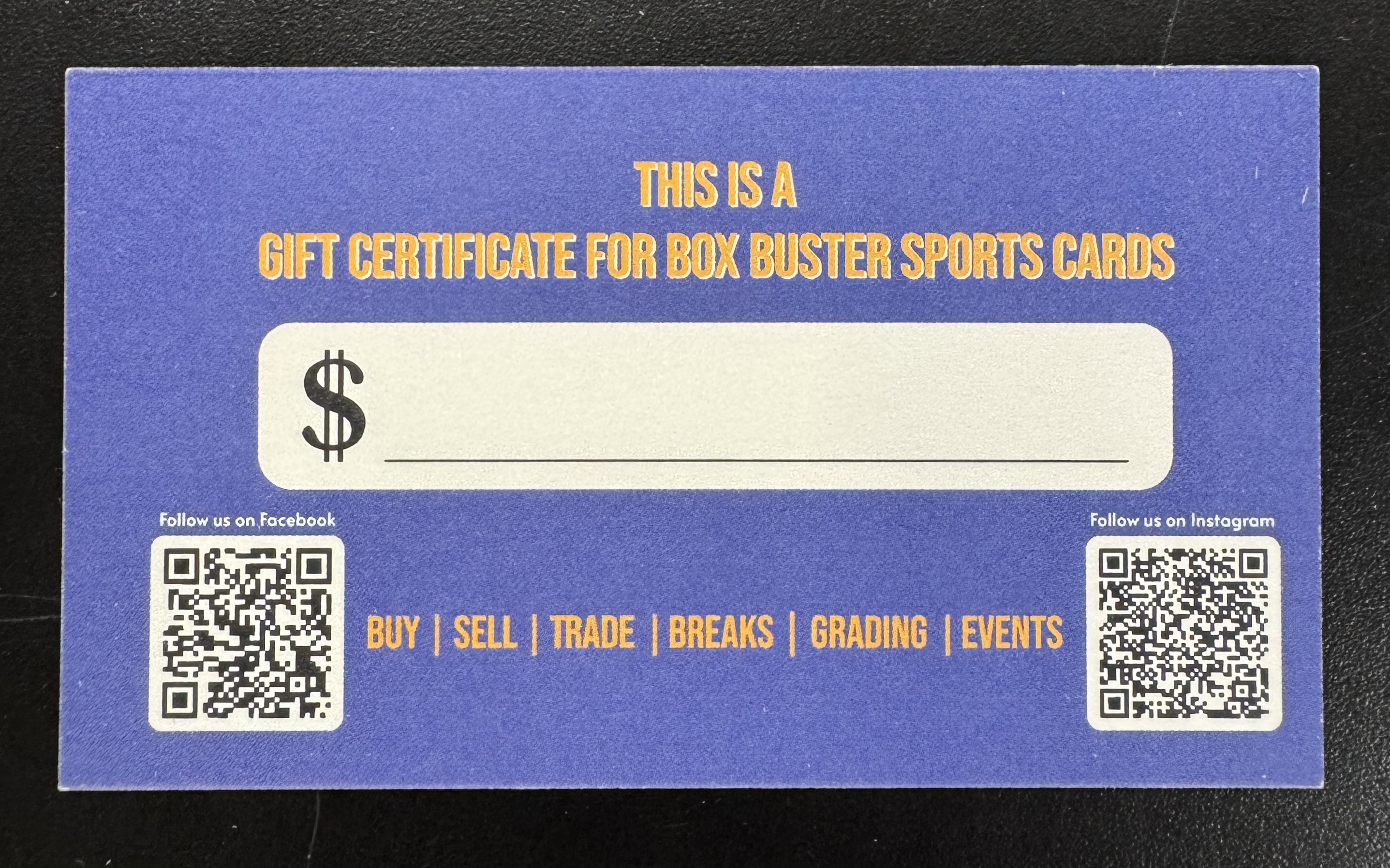 Box Buster Sports Cards $25 Gift Card