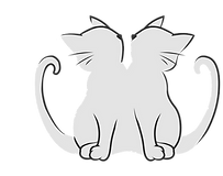 A silhouette of a two headed two tailed cat