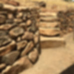 Large Stone Stairs-curved retaining wall