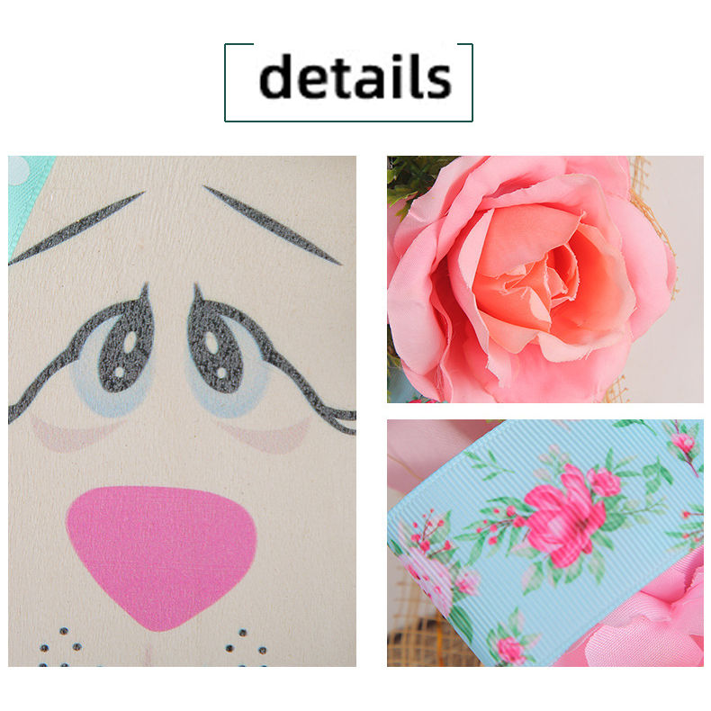 サムネイル： Easter Wreath Rabbit Flower Ribbon wreath Door Wall Home Party Decor