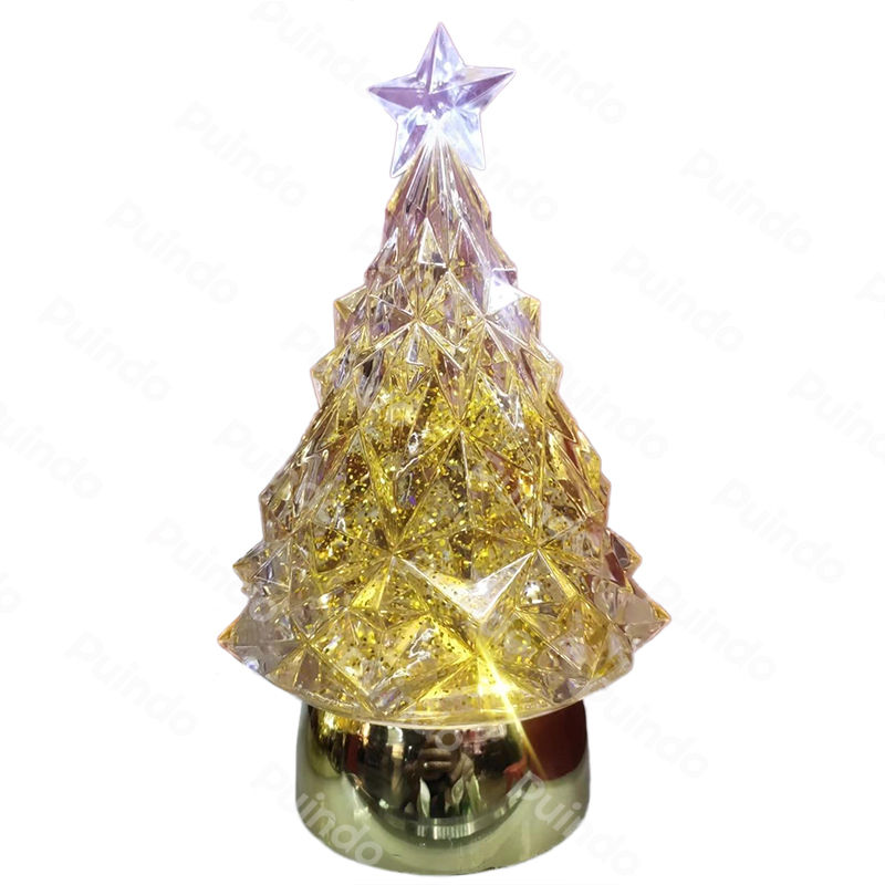 サムネイル： LED Lighting Tabletop Christmas Tree Mini Glitter Xmas tree Snow lantern