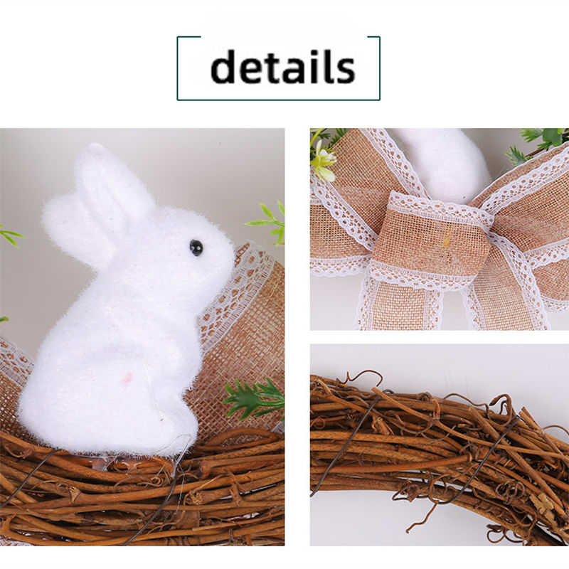 Miniature : Easter Wreath with Cute Rabbit Flower Ribbon decor wreath