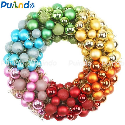 New Style 40cm Christmas Ball Wreath with Tinsel Christmas Decorations Supplies