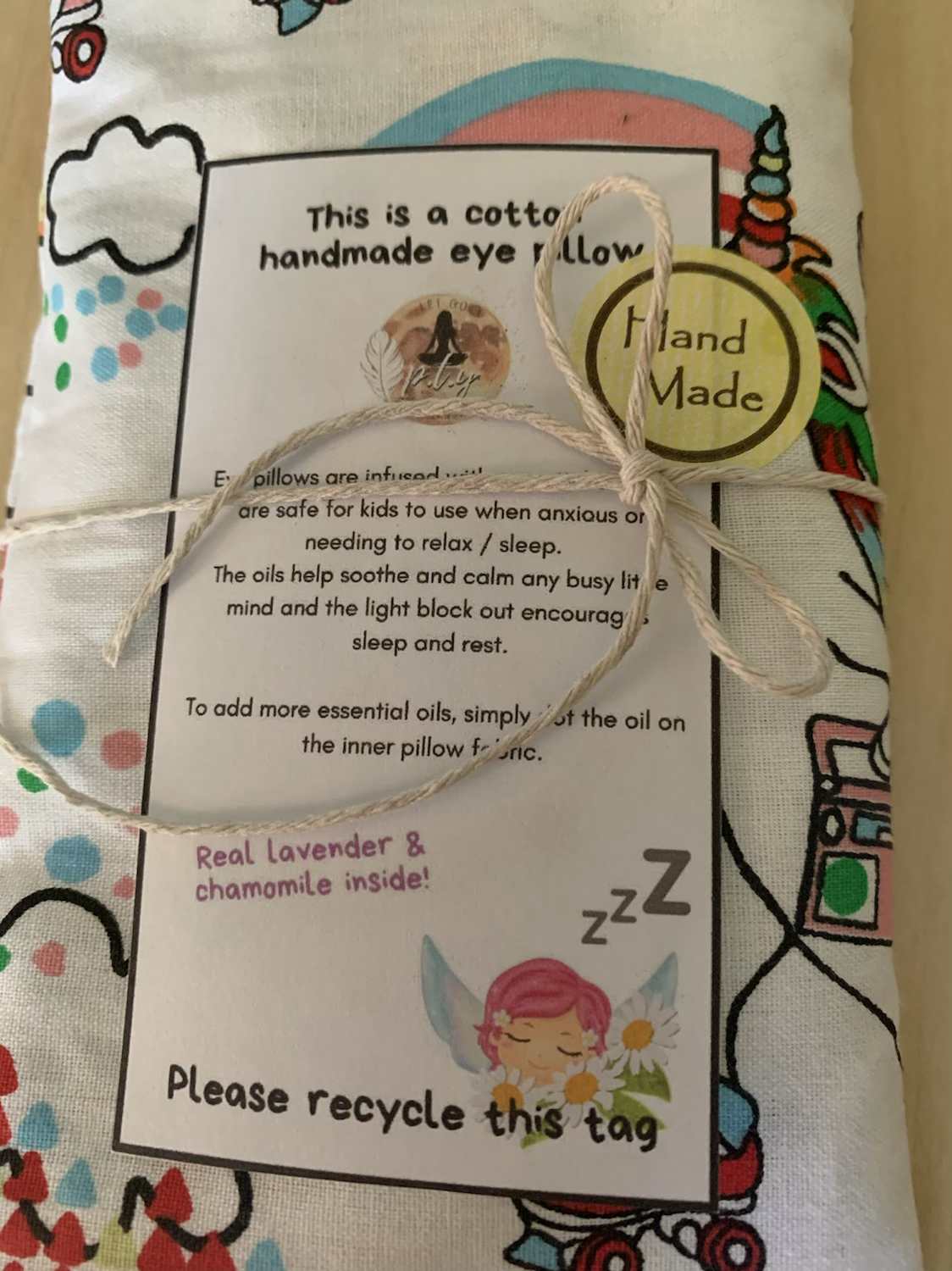 Kiddies 100% cotton eye pillows