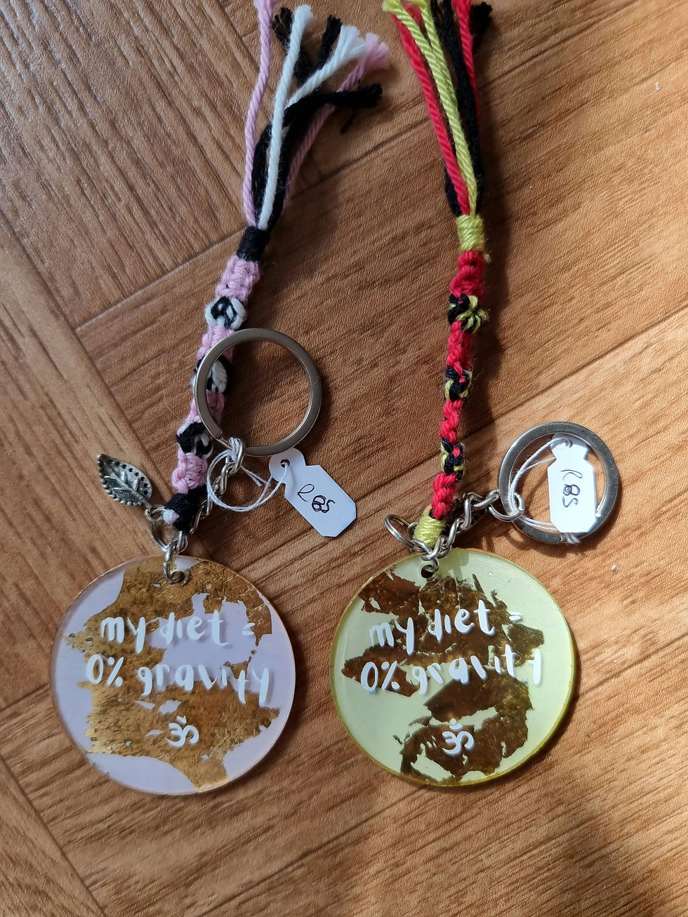 Thumbnail: Handmade, handpainted acrylic keyring pastel and metallic