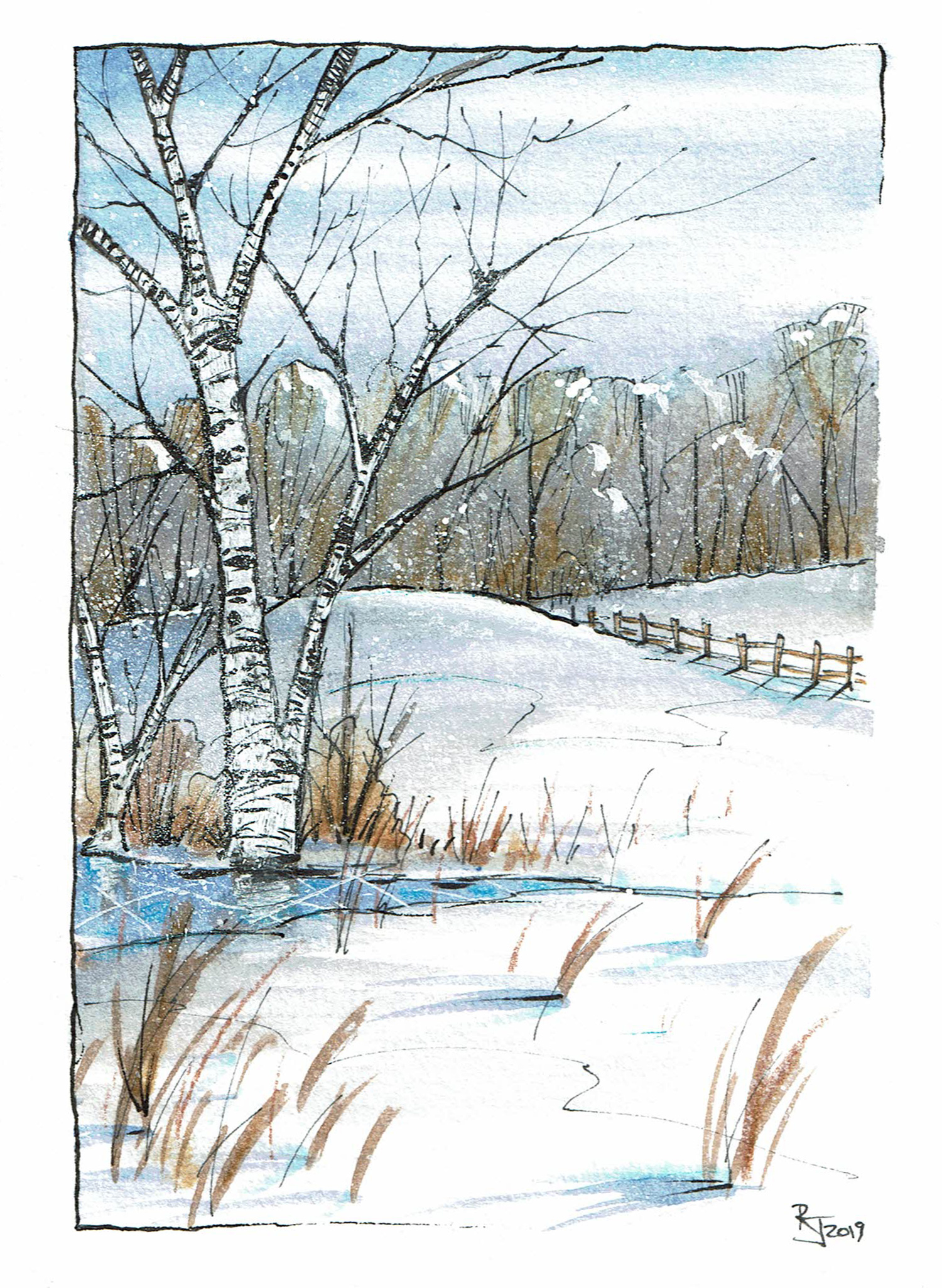 Winter birch scene