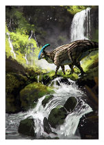 dinosaurs, jurassic, parasaurolophus, paleoart, digital painting, concept art