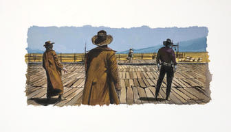western, charles bronson, gouache, painting, sketch