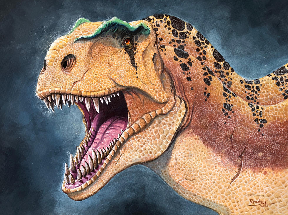 Acrocanthosaurus, painting, jurassic, paleoart, gouache, casein, art