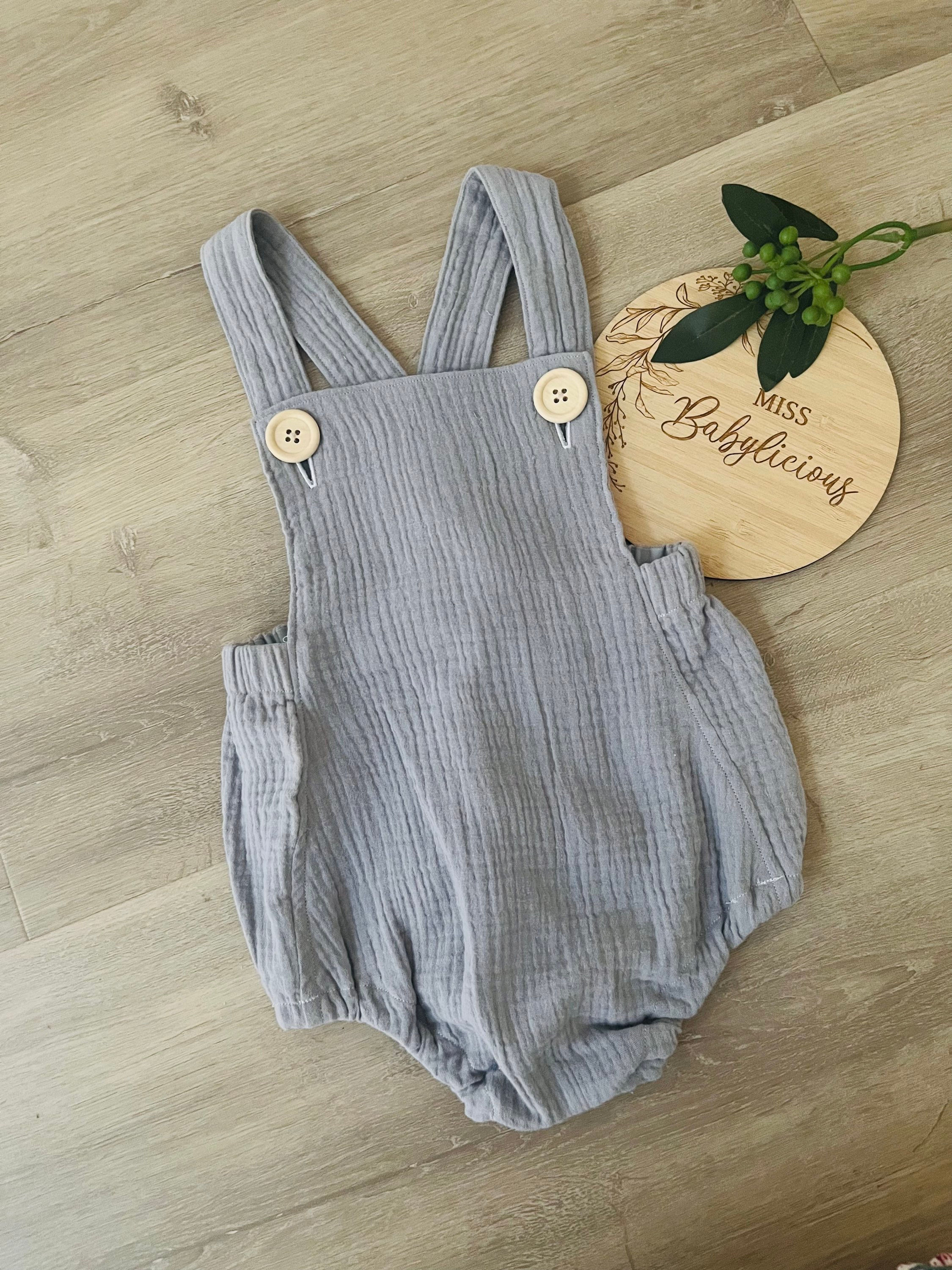 Button Romper - Grey