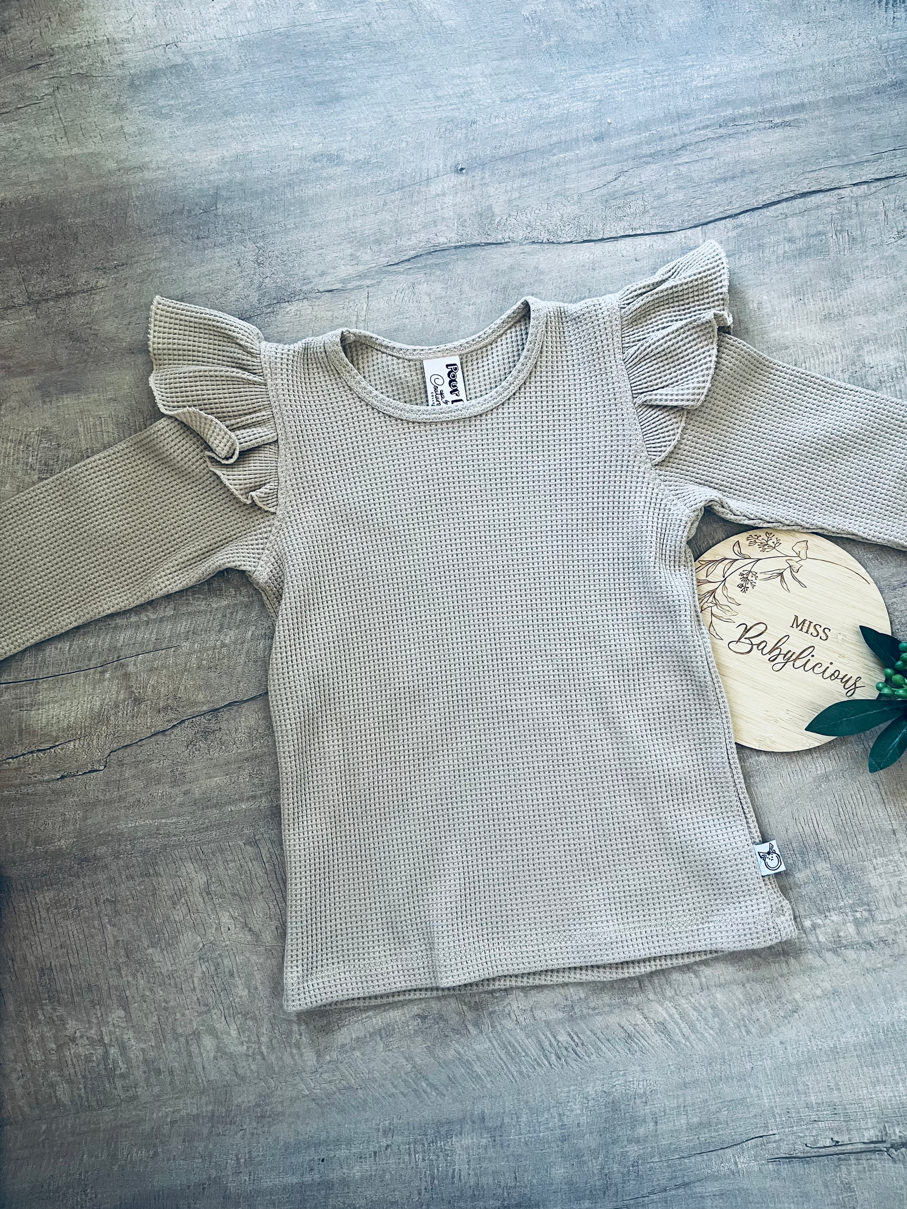 Tan long sleeve flutter