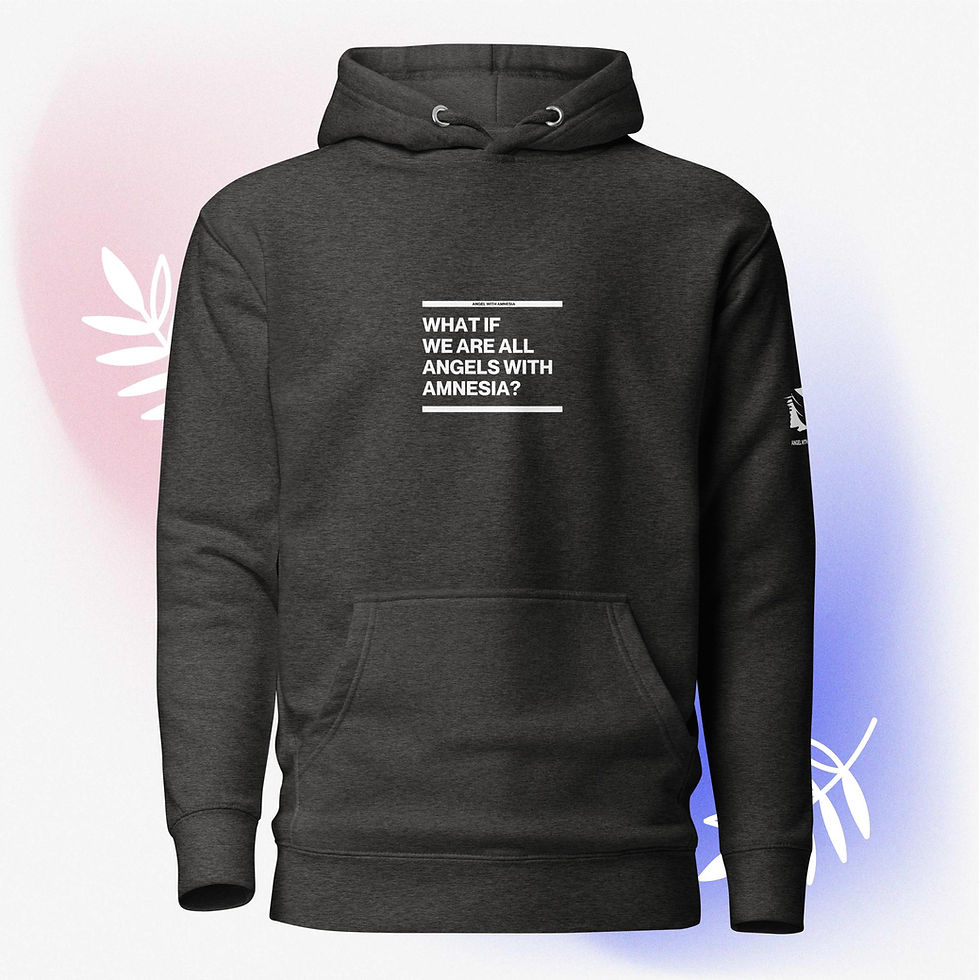 Thumbnail: "What If We Are All Angels with Amnesia?" Unisex Hoodie
