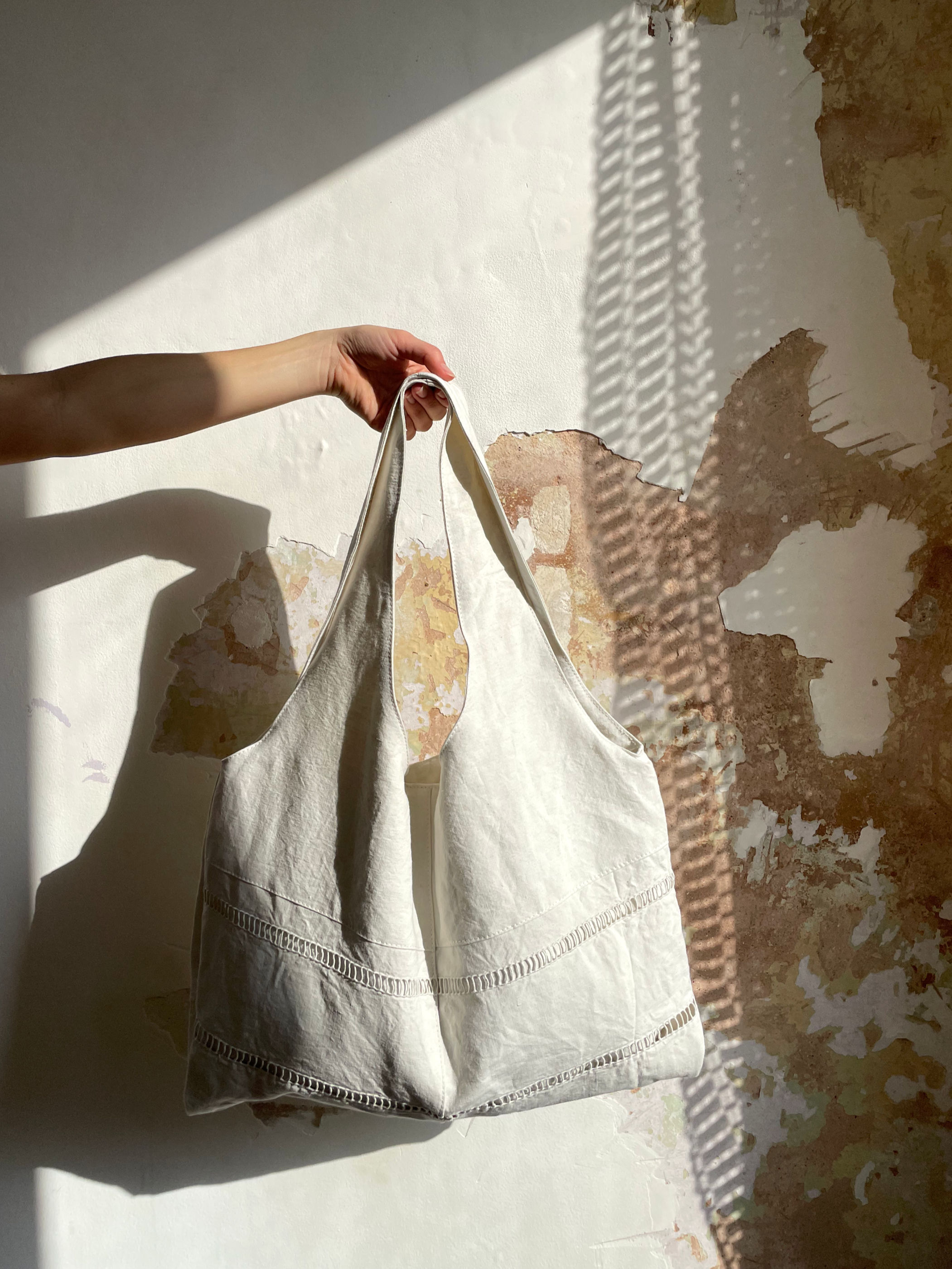 Cabas Marthe - tissu vintage brodé & ajouré