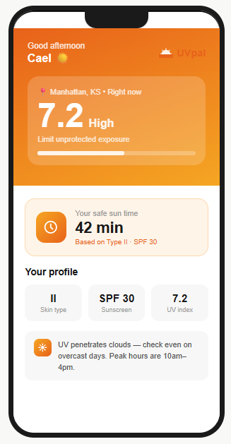 Personalized skin advisor app - step 3 Daily Sun Reports