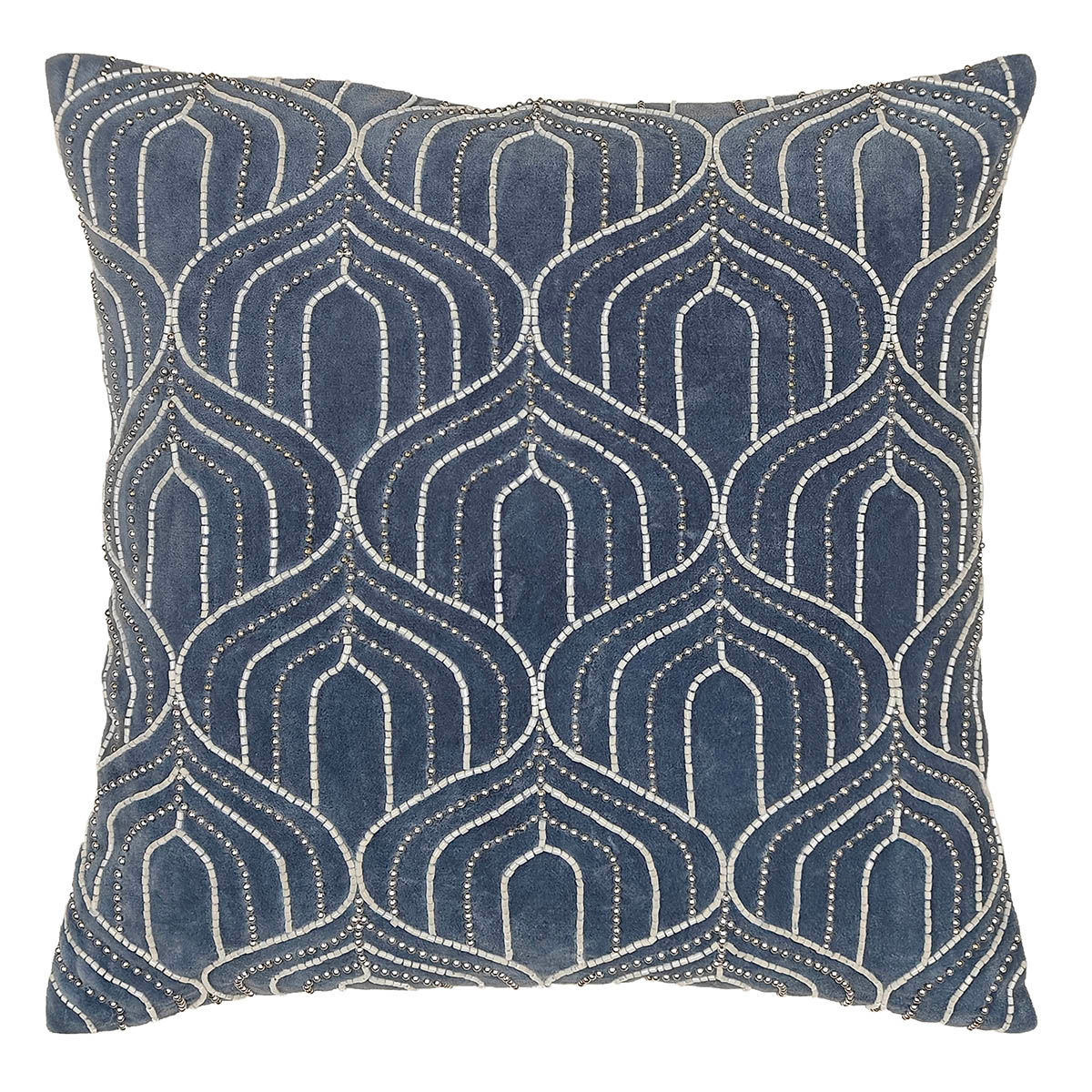 Cotton Velvet Beaded Cushion