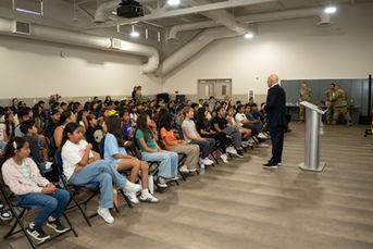 STEM learning at STARBASE Academy, where students explore coding and robotics. Medal of Honor recipient Gary Littrell joined the program to share the Six Core Values of the Medal of Honor, connecting hands-on technology with lessons in integrity, courage, and leadership.