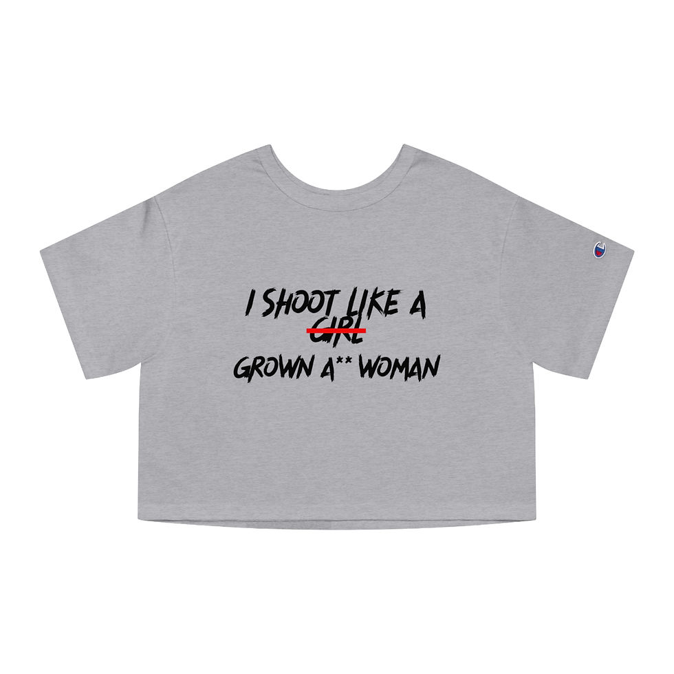 Thumbnail: I Shoot Like a Grown A-- Woman, Feminist Apparel - Champion cropped tee 