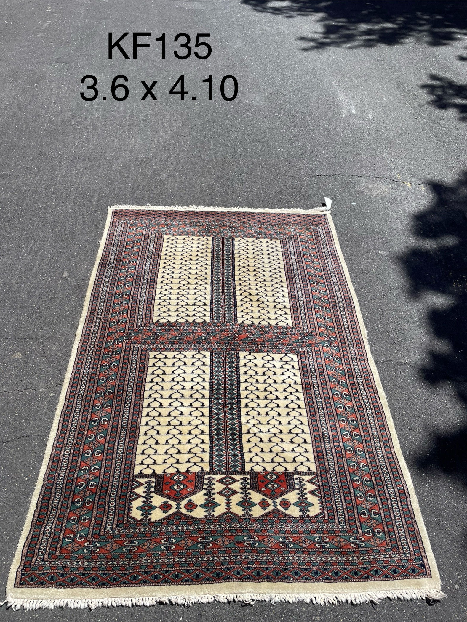 Bokhara - Beige, Red Rug — 3'6" x 4'10"