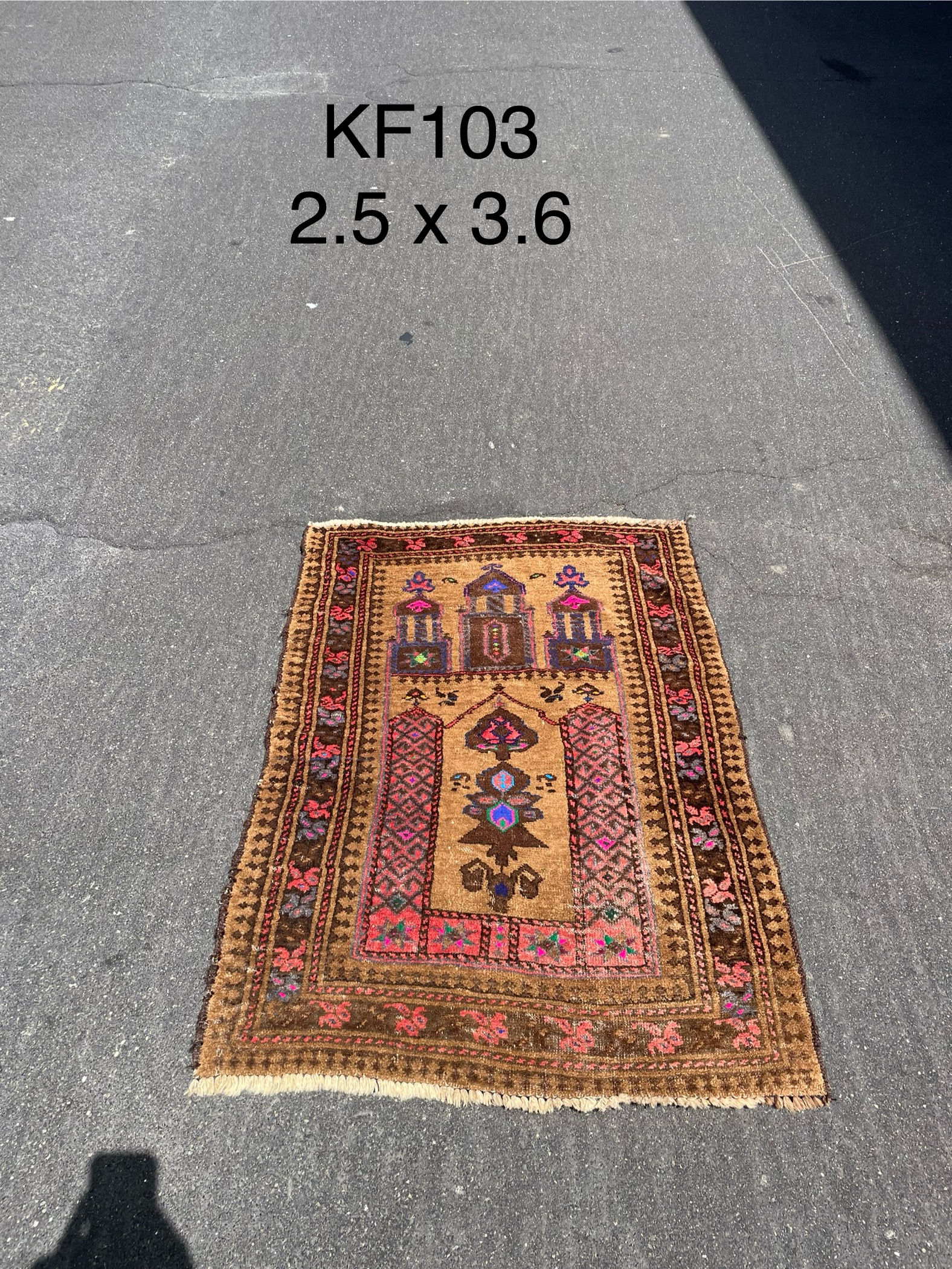 old Prayer rug Gold Red Rug — 2'5" x 3'6"