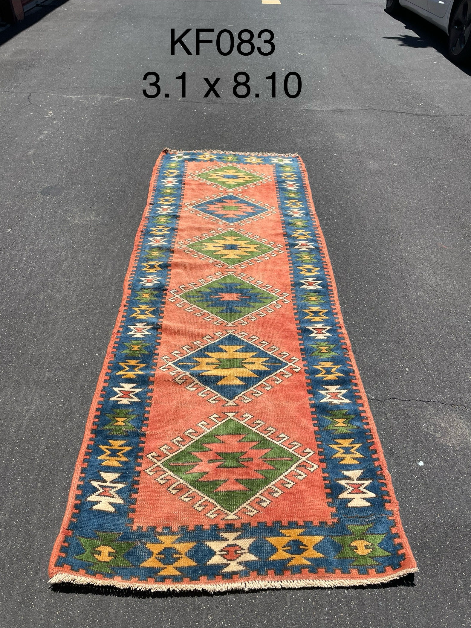 Vintage handmade rug Rug — 3'1" x 8'10"
