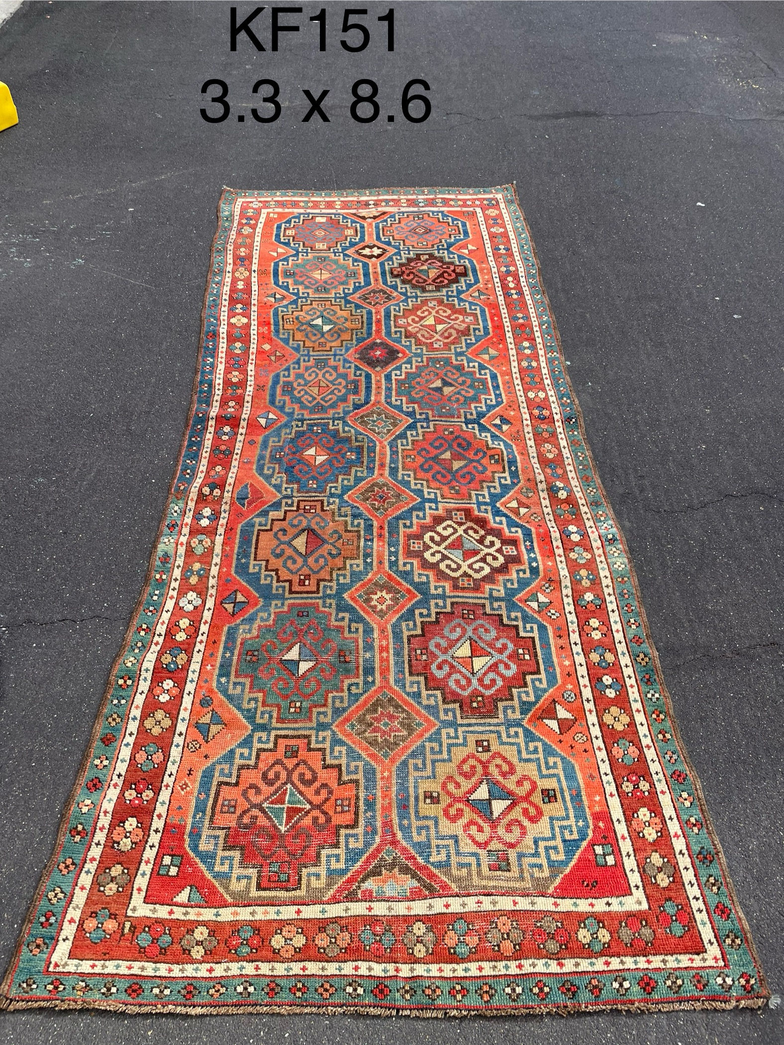 Vintage handmade rug Rug — 3'3" x 8'6"